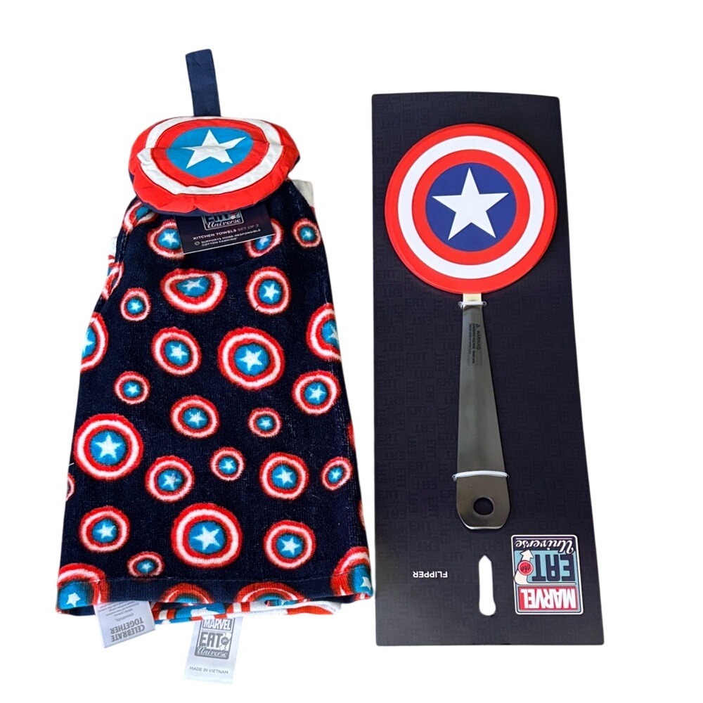 Marvel Eat Universe Kitchen Hand Towel Set & Pancake Flipper GIFT NEW